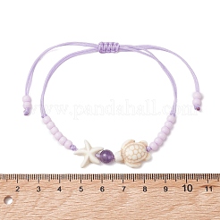 Verstellbare Armbänder aus geflochtenen Natursteinen&nbsp;BJEW-MZ00324