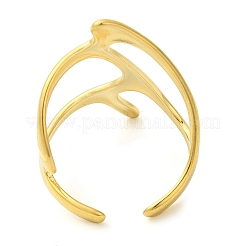 女性用304ステンレススチールオープンカフリング  不規則な  18KGP本金メッキ  28mm  調整可能&nbsp;LS-RJEW-Z043-02F