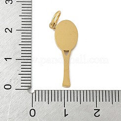 テニスラケット 304 ステンレススチールペンダント  丸カン付き  ゴールドカラー  22.5x9x1.5mm  穴：3.8mm&nbsp;STAS-M120-04G