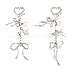 Подвеска-бантик из сплава и АБС-пластика с имитацией жемчуга&nbsp;HJEW-YW00092-01