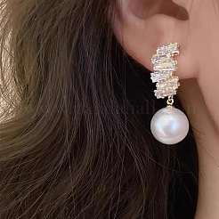 Круглые серьги-гвоздики из сплава с кристаллами и стразами FS-WGBAD05-01