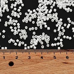 不透明色のガラスシードビーズ  シリンダー  ホワイトスモーク  2x1.5mm  穴：1mm&nbsp;X-SEED-S042-09B-03