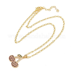 Латунные микропаве камелия кубический цирконий фрукты кулон ожерелья для женщин NJEW-U042-02B-G