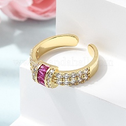 Anelli aperti con polsino in ottone micro pavé di zirconi cubici per donna&nbsp;RJEW-L343-04G