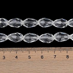 透明ガラスビーズ連売り  多面カット  ティアドロップ  透明  8x6mm  穴：1.2mm  約65~67個/連  20.08インチ（51cm）&nbsp;EGLA-N013-T6mm-D01