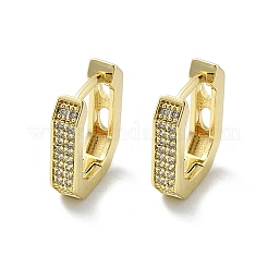 Овальные серьги-кольца из латуни с микропаве из прозрачных кубических цирконий&nbsp;LS-EJEW-D311-047G