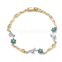 Bracelets à maillons en laiton micro pavé de zircones cubiques pour femmes&nbsp;BJEW-C156-04B-04GP
