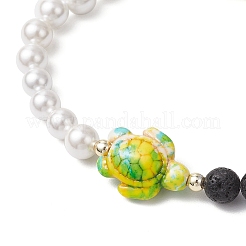 4шт. 4-х цветные браслеты из натуральной лавы и синтетической бирюзы с бусинами&nbsp;BJEW-JB11880