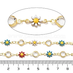 Латунные эмалевые цепочки-ромашки CHC-G024-03G