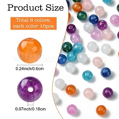 80шт 8 цвета круглые бусины из смолы с имитацией кошачьего глаза RESI-YW0001-81