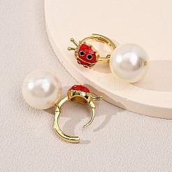 Pendientes de aro redondos de latón con circonitas cúbicas micro pavé de mariquita&nbsp;EJEW-Z164-26G
