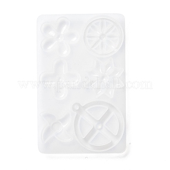 Ciondolo rotante piatto e stampi in silicone a forma di mulino a vento e fiocco di neve e fiori e trifoglio e pneumatici cabochon&nbsp;X-DIY-P059-08