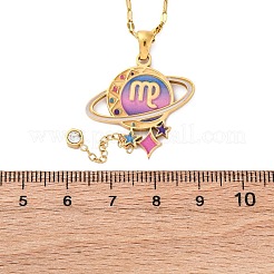 Ожерелья с подвеской в виде планеты и созвездия из нержавеющей стали 304 с перламутровой эмалью NJEW-D310-01B-G