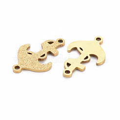 201 ステンレススチールリンクコネクター  テクスチャ  レーザー切断  アンカー  ゴールドカラー  21x13x1mm  穴：1.6mm&nbsp;STAS-Q240-006G