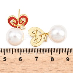 Valentinstag-Ohrstecker aus Messing mit klaren Zirkonia&nbsp;EJEW-Z164-07G