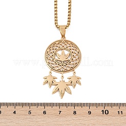 201 ожерелье из плетеной сетки из нержавеющей стали с подвеской в виде листа NJEW-K283-07G