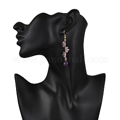 Натуральные аметистовые серьги висячие серьги EJEW-TA00653-02