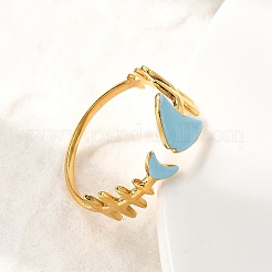 Кольца-манжеты с океанской тематикой из нержавеющей стали 304 и эмали для женщин&nbsp;RJEW-F192-01D-G