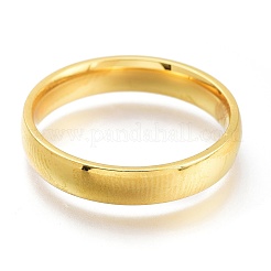 304ステンレススチール指輪  プレーンバンドリング  ゴールドカラー  USサイズ7  内径：17mm&nbsp;RJEW-F110-07G-7