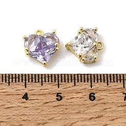 Подвески в форме сердца из латуни с кубическим цирконием&nbsp;KK-F929-04G