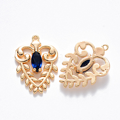 Латунь стекло кулоны KK-T049-057G-02-NF