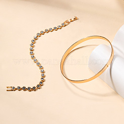 2 шт. 2 стильных браслета из сплава с простыми браслетами и теннисные браслеты из сплава с кристаллами и стразами&nbsp;FS-WGD5F97-01