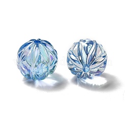 UVメッキ透明レインボー虹色アクリルビーズ  ラウンド  ライトスカイブルー  15.5x15mm  穴：2mm&nbsp;PACR-M001-04