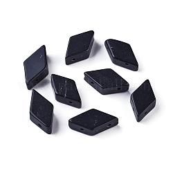 Maglie a più fili in pietra nera naturale, rombo, 17.5~22x9.5~11.5x5.5~6.5mm, Foro: 1~1.5 mm