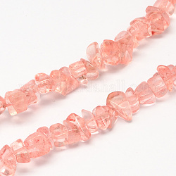 Cherry Quartz Glass Beads Strands, Chip, 4~10x4~6x2~4mm, Hole: 1mm, about 320pcs/strand, 35.4 inch