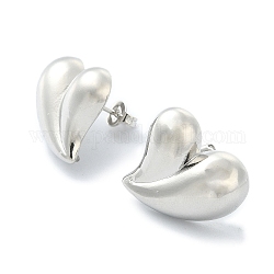 Латунные серьги-гвоздики в форме сердца на день святого валентина, без свинца и без кадмия, платина, 19x18.5 мм