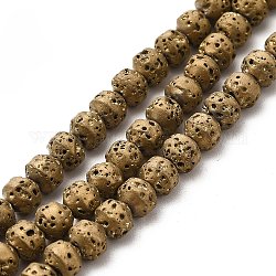 Fili di perle di roccia lavica naturale elettrodeposta, bicono, oro placcato, 4x5mm, Foro: 0.8 mm, circa 89~90pcs/filo, 15.35~15.55 pollice (39~39.5 cm)