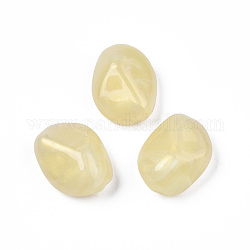 Perline acrilico opaco, Due toni di tono, con polvere di scintillio, pepite, chiffon al limone, 25.5x20x12.5mm, Foro: 2 mm, circa 135pcs/500g