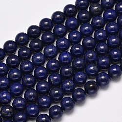 Teints grade naturelle AA lapis lazuli brins de perles rondes, 8mm, Trou: 1mm, Environ 48 pcs/chapelet, 15.5 pouce