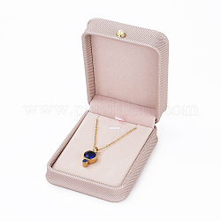 Coffrets cadeaux pendentif en cuir pu, avec bouton de perles imitation fer et plastique et velours à l'intérieur, pour le mariage, coffret de rangement de bijoux, rose brumeuse, 10x7.5x4 cm