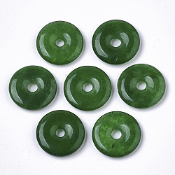 Pandahall 20 Uds colgantes de jade natural de Malasia, dijes de donut/disco pi, ancho de la rosquilla: 8 mm, 20x4mm, agujero: 4 mm
