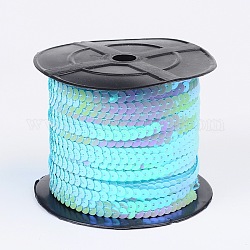 Plastic Paillette/Sequins Chain Rolls, AB Color, Light Blue, 6mm