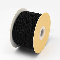 Fils de nylon, cordes de milan / cordes torsadées, noir, 3mm, environ 21.87 yards (20 m)/rouleau