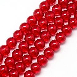 Chapelets de perles en verre peint, imitation opalite, ronde, rouge, 10mm, Trou: 1.3~1.6mm, Environ 80 pcs/chapelet, 31.4 pouce