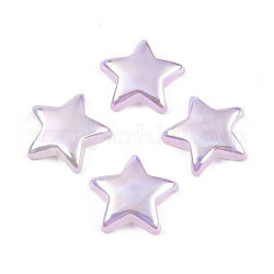 Abalorios de imitación de plástico ABS, medio-perforado, color de ab chapado, estrella, lila, 19x20x4.5mm, medio agujero: 1.2 mm