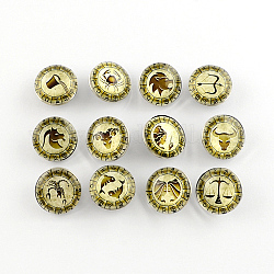 Messing Glasjeansknöpfe, Druckknöpfe, Sternbild / Sternzeichen Chunk Buttons, zufällige gemischte Konstellationen, 18x10 mm, Knopf: 5 mm