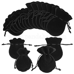 Nbeads 48pcs 2 styles sacs de velours gourde, noir, 9.5~12x7.5~9 cm, 24 pièces / style