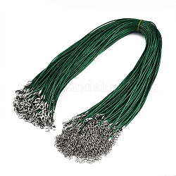 Gewachsten Baumwollkordel bildende Halskette, mit Alu-Karabiner Schnallen und Eisenketten Ende, Platin Farbe, grün, 17.12 Zoll (43.5 cm), 1.5 mm