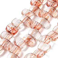 Fili di perle di finte pietre preziose di vetro trasparente, rettangolo, corallo, 17x12.5x7.5~8mm, Foro: 1.2 mm, circa 28pcs/filo, 13.78 pollice (35 cm)