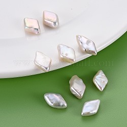 Perles de perles keshi naturelles, perle de culture d'eau douce, pas de trous / non percés, losange, couleur de coquillage, 15~18x9~11x4~6mm