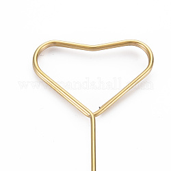 Porte-clip pour carte de visite en fil d'acier en forme de coeur, porte-mémo de table, pour les mariages décorations de fête d'anniversaire, or, 335x36.5x3mm