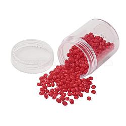 Perles de rocaille tchèques, 2-trou, couleurs opaques, rouge, 5x3.5x3mm, Trou: 0.5mm, environ 630 pcs / boîte