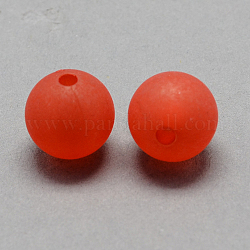 Trasparenti branelli della sfera in acrilico, stile smerigliato, tondo, rosso, 10mm, Foro: 2 mm, circa 938pcs/500g
