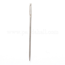 Carbon Steel Sewing Needles, Large Eye Needles, for Sewing, Embroidery Crafts, Platinum, 6x0.15cm, Hole: 9.5x0.5mm, about 25pcs/bag
