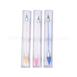 3 pz 3 colori doppia testa diversa strumenti di punteggiatura per nail art, penne con spazzole per unghie in gel uv, colore misto, 147mm, 1pc / color