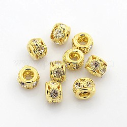 Messing Legierung Strass Perlen, Klasse A, Rondell, Goldene Metall Farbe, Kristall, 8x6 mm, Bohrung: 2.5~3.5 mm